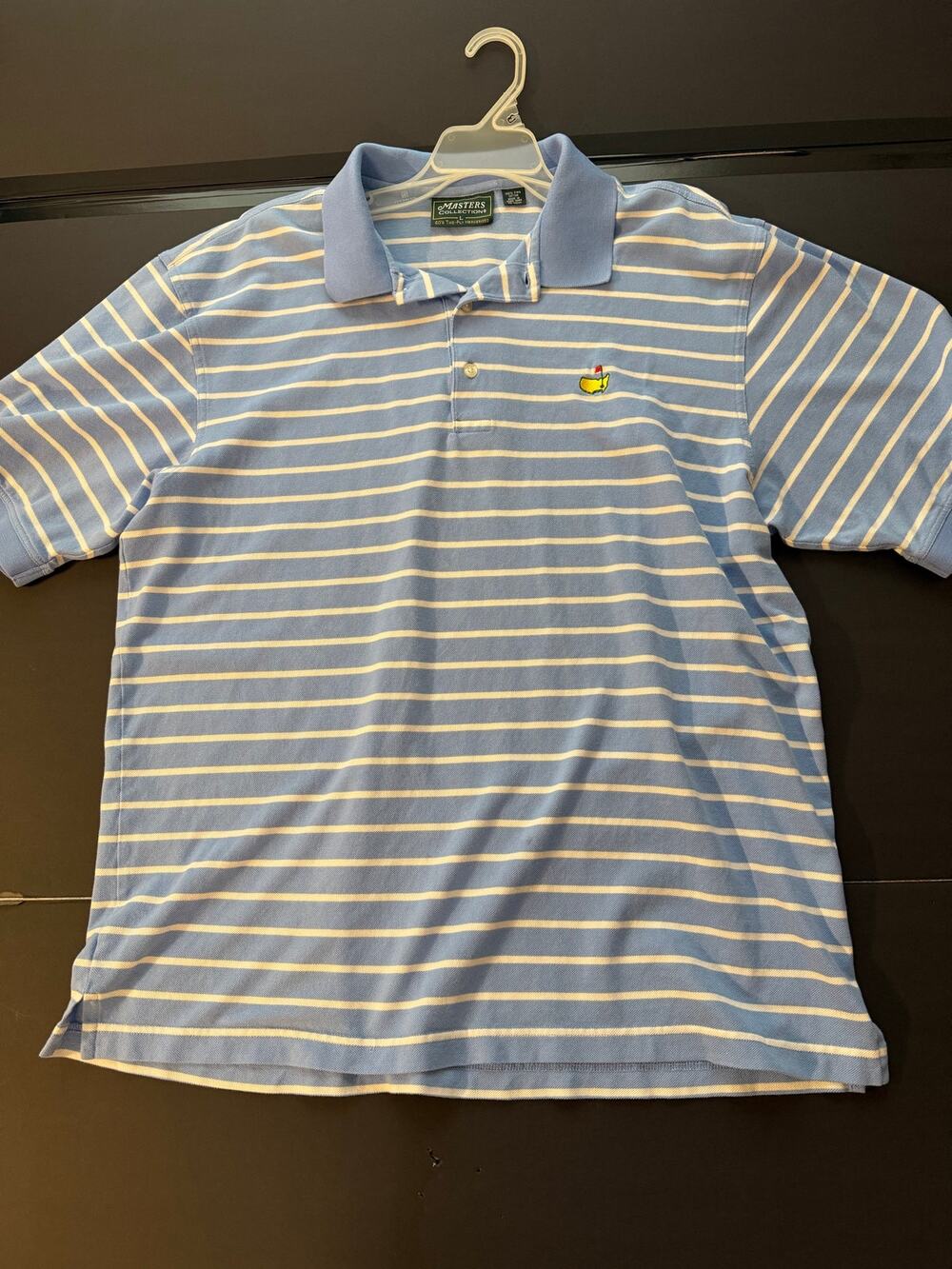 Masters Collection Augusta National Polo Shirt Mens L  Lt.Blue/white stripe